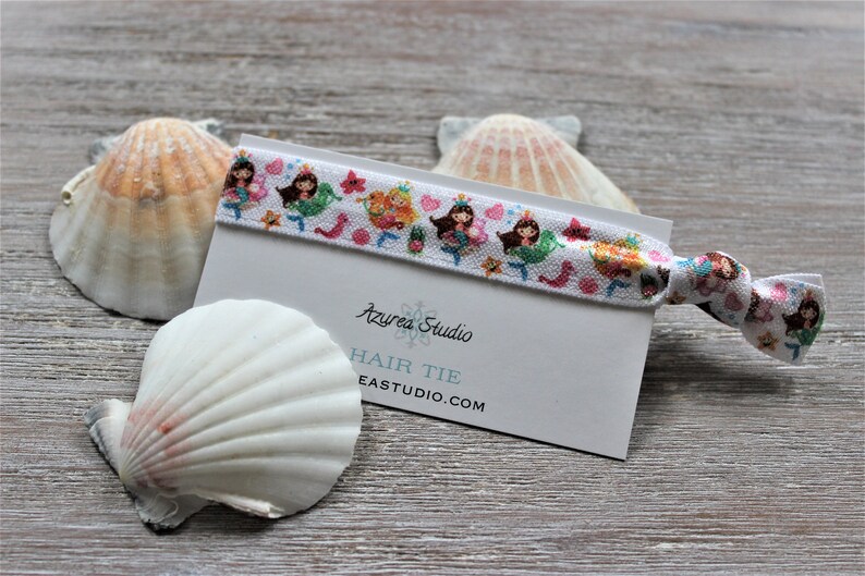 Girl Mermaid Seahorse Hearts-Hot Pink-Hair ties