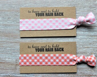 Diagonal Plaid Light Pink White-Diagonal Plaid Red/Orange White-Hair Ties