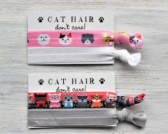 Cats Pink-Cats Red-White-Gray-Hair Ties-Cat Hair Don't Care