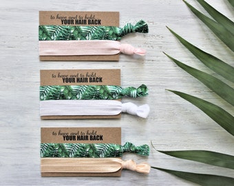 Tropical Green Leaves-Pale Pink-White-Nude-Hair Ties