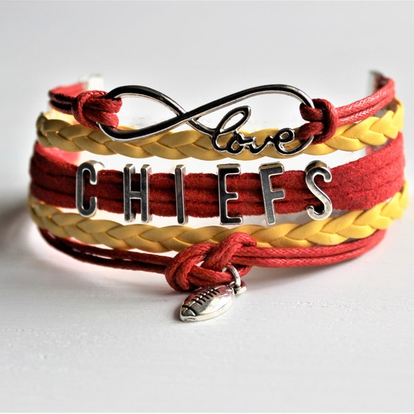 Love KANSAS CITY-Love CHIEFS-Football Cord Bracelet