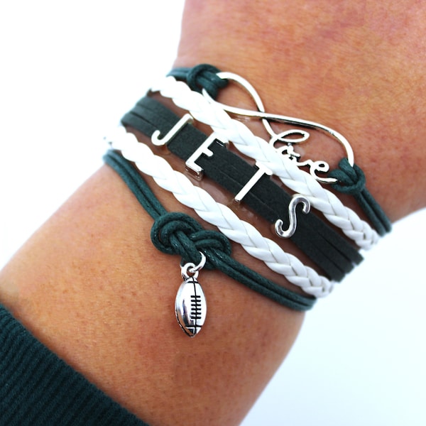 Love NEW YORK-Love JETS-Football Cord Bracelet