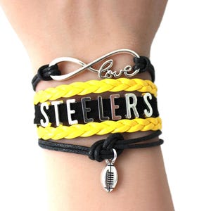 Love PITTSBURGH-Love STEELERS-Football Multilayered Cord Bracelet