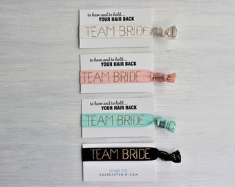 TEAM BRIDE Gold-Black-White-Light Pink-Light Turquoise-Hair Ties