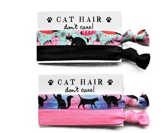 Pink Cat Black Aqua-Black Cat Ombre-Black-Hot Pink-Hair Ties-Cat Hair Don't Care