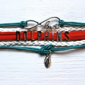 Love MIAMI-Love DOLPHINS-Football Cord Bracelet image 2