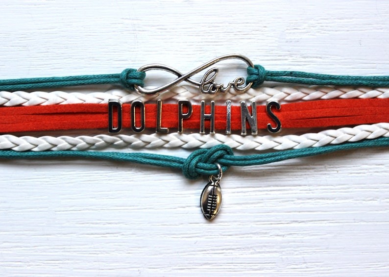 Love MIAMI-Love DOLPHINS-Football Cord Bracelet image 2