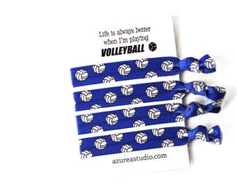Volleyball Hair Tie Set-Life Is Always Better When I'm Playing VOLLEYBALL-White-Black-Green-Blue-Red