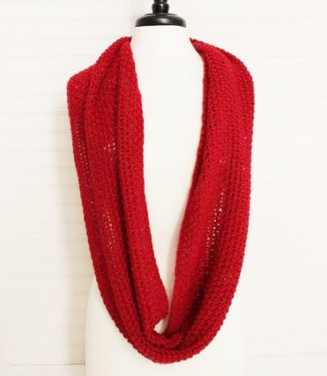 Red Knitted Infinity Scarf - Etsy
