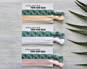 Tropical Green Leaves-Nude-White-Pale Pink-Hair Ties