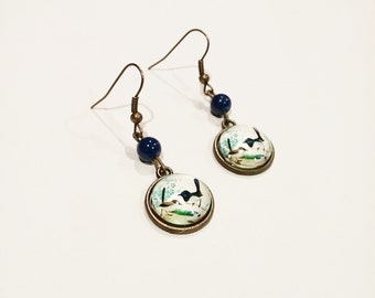 Birds Blue Earrings