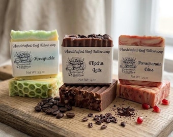 Grass Fed Tallow Soap Bars,  All Natural Cold Process Soaps , Handmade Soaps