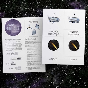 Tarjetas de 3 partes: Astronomía (PDF imprimible)