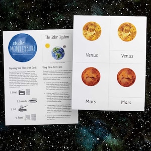 Cartes en 3 parties : Le système solaire (PDF imprimable)