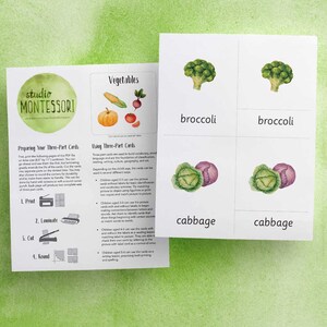 3-part cards: Vegetables (printable PDF)