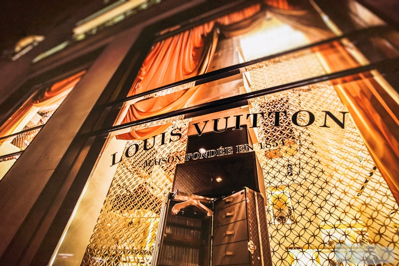 Louis Vuitton Paris Photography, Champs Elysees Avenue, Fine Art Print,  Modern Chic French Home Decor, Large Wall Art, Canvas, 16x20 20x24