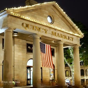 Boston Photography, Quincy Market, Boston Art, Night Photograph, Home Decor, Wall Art