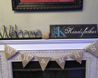 Mr and Mrs Burlap and Daisy Party Banner