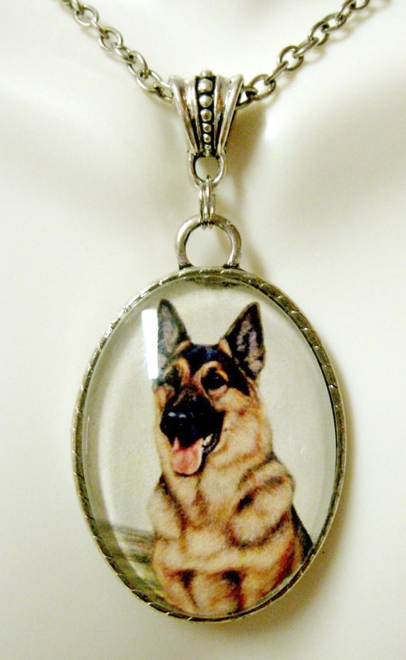 German shepherd pendant with chain DAP09-512 | Etsy