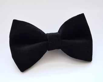 Velveteen Black bow tie/For Men/Boys/Children/Kids/Girl/Dog/Groomsmen/Baby's/Father's Day/Hairbow/Wedding/Gift For Him/Father and Son