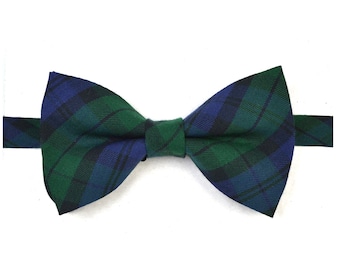 Navy and Green Stewart Plaid Bow Tie/For Men/Boys/Children/Kids/Girl/Dog/Groomsmen/Baby's/Father's Day/Hairbow/Wedding/Gift For Him