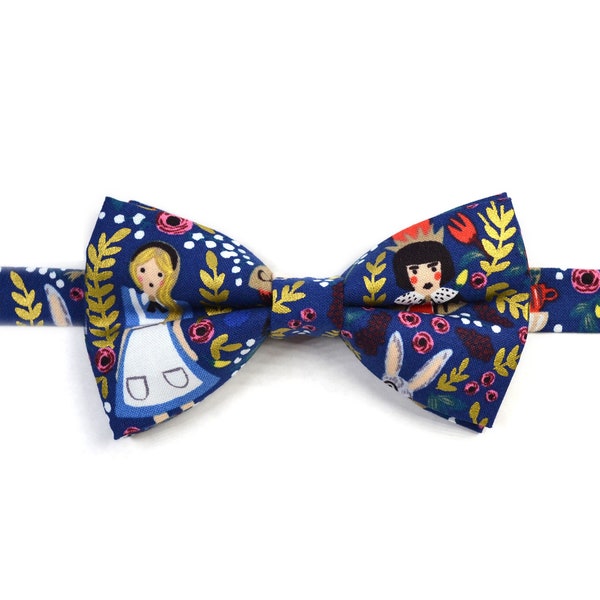 Alice in Wonderland Navy Bow Tie For Men/Children/Kids/Baby's/Groomsmen/Wedding/Father's Day Gift/Self Tie/Pre Tie/Clip On