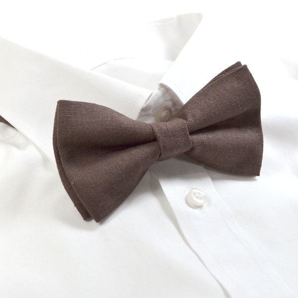 Dark Brown Linen bow tie, /For Men/Boys/Children/Kids/Girl/Dog/Groomsmen/Baby's/Father's Day/Hairbow/Wedding/Gift For Him/Father and Son