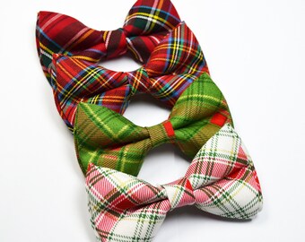 Christmas Red and Green Plaid bow tie for mens and boys Holiday Xmas Gift