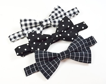 Black bow tie Black Check bow tie for boys Men's Black Tie Toddler bowtie Wedding Tie Groomsmen Ringbearer's bowtie Dog Bowtie Cat bowtie