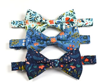 Wildwood Floral Bow Tie Wedding bow tie for men Boys bowtie Ringbearer's Groomsmen Gift self tie bow tie Dog Bow tie Cat Bow Tie Mint Navy