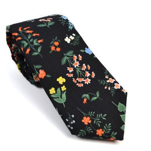 Strawberry Fields in Black/Black Floral Tie, Tie For Him, Kids Tie, Mens Tie, Pre Tie, Wedding Tie,Handmade,/baby/son