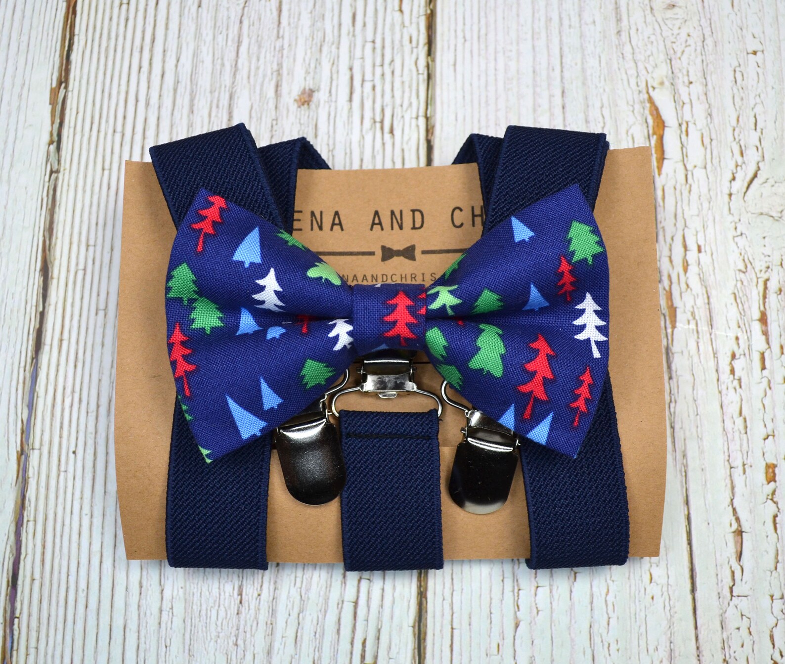 Christmas Tree Bow Tie/navy/red Bow Tie Boys Bow Tie/christmas Etsy