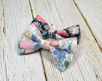 Navy Floral/Blush Pink Floral bow tie /For Men/Boys/Children/Kids/Girl/Dog/Groomsmen/Baby's/Father's Day/Hairbow/Wedding/Gift For Him