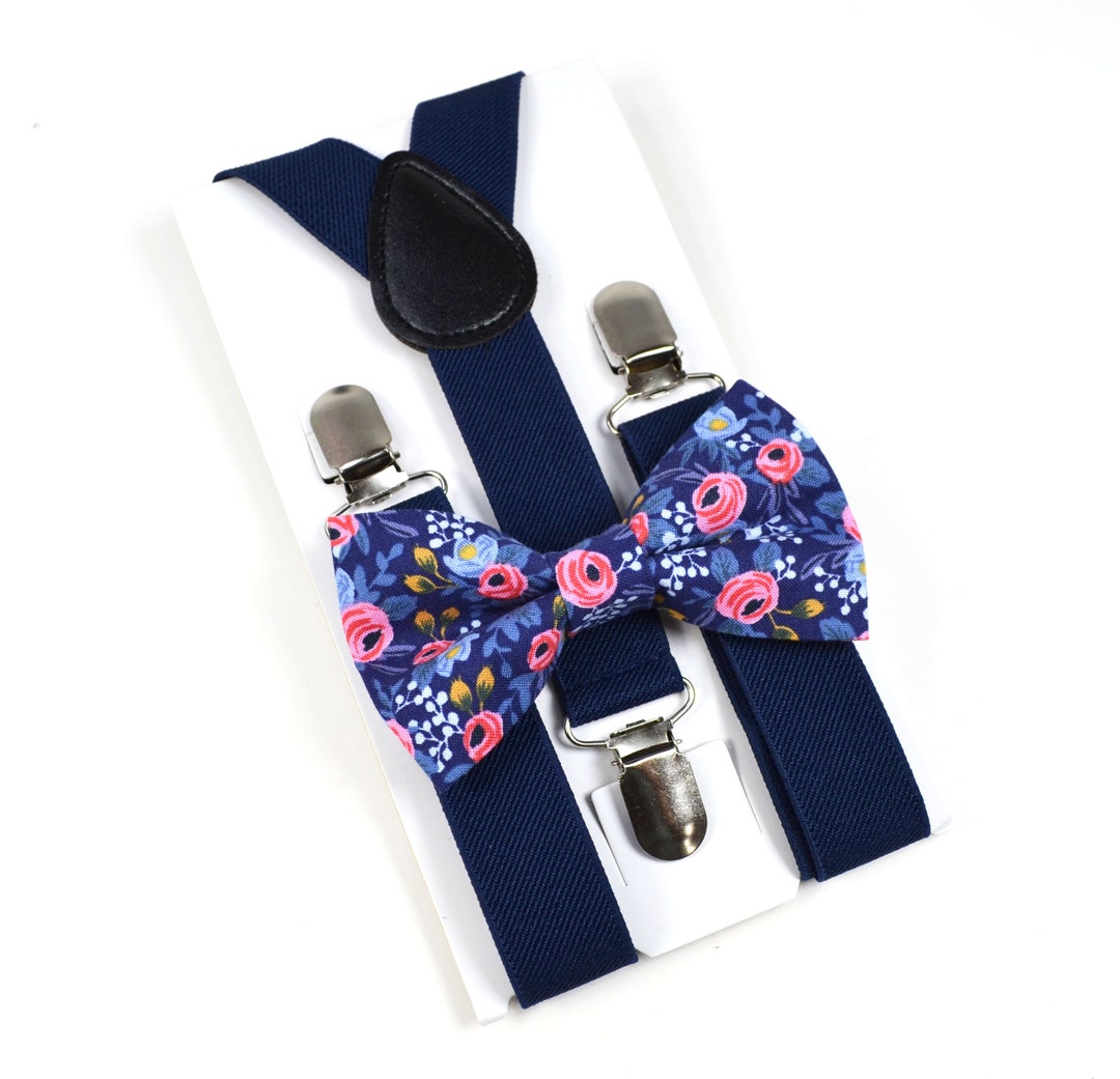 childrens navy bow tie and suspenders