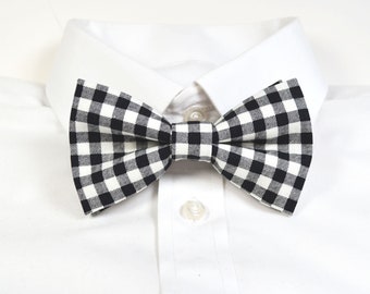 Black Check bow tie for boys, Men, Babies, Toddler, Groomsmen, Ringbearers, Wedding, Birthdays, Family photos, Dog bow tie ,Cat,Gift for him