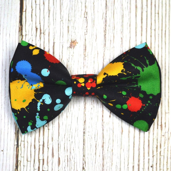 Splatter Black Bow tie For Men/Boys/Children/Kids/Girl/Dog/Groomsmen/Baby's/Father's Day/Hairbow/Wedding/Gift For Him