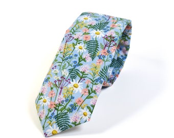 Blue Wildwood Floral tie for Men Groomsmen Kid Children baby Teen For Wedding Birthday Gift Family photo father and son
