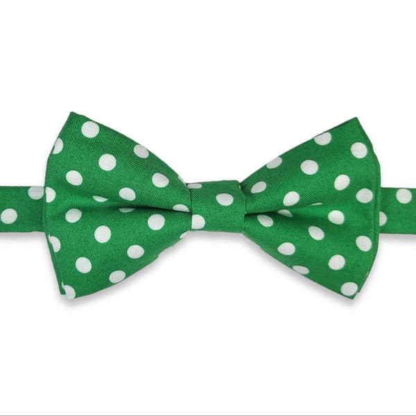 Green Dots bow tie/St. Patrick's Day/Irish bow tie/Shamrock/For Men/For Kids/Made In USA/Fast Shipping