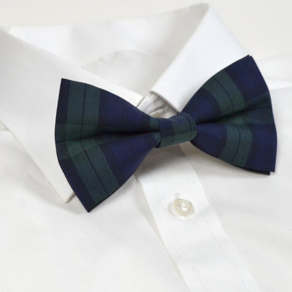 Navy Hunter Green Plaid Bow te/the black watch Plaid/Wedding Tie/Men's Tie/Boy's Tie/Tartan Tie/Gift For Him/Handmade Gift/Navy Tie