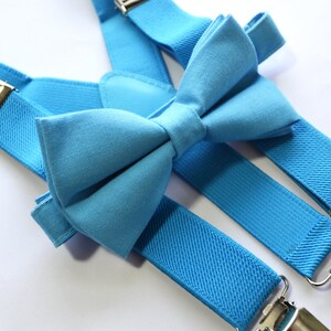 Water Blue bow tie and Blue Suspender Set for baby/toddler