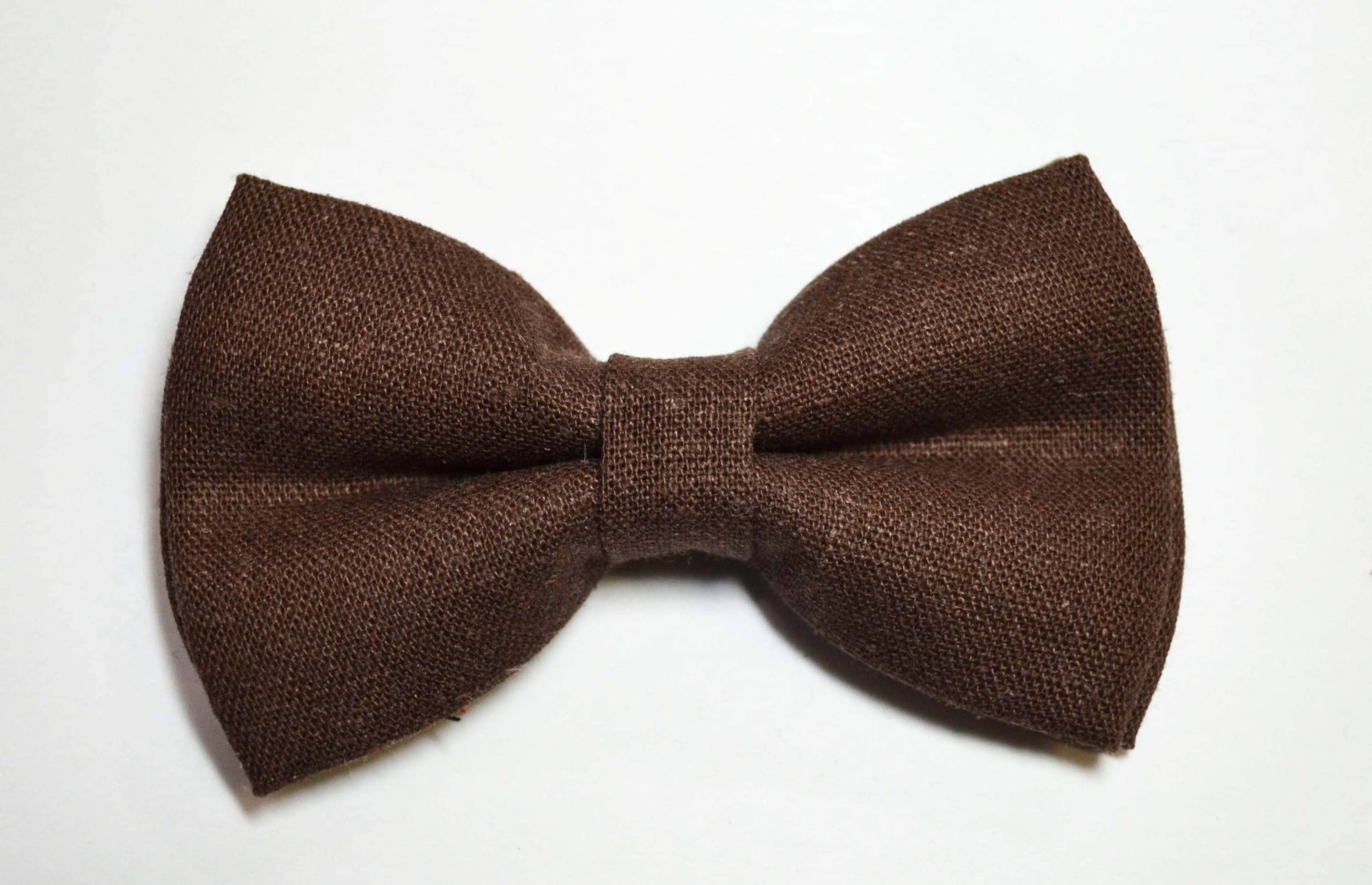 Dark Brown Linen Bow Tie Dark Brown Bow Tie Baby Bow Tie Etsy