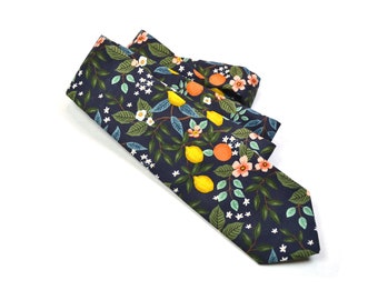 Wedding Tie/Floral Tie/Citrus Grove Navy Neck tie/Rifle Paper Co/wedding/For Men/kids/Groomsmen//baby/son