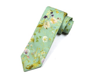 Sage floral tie/Wedding Tie/For Men/teen/Kids/Groomsmen/Baby's/Father's Day/Wedding/Gift For Him/baby/father and son/handmade gift