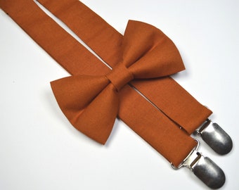 Rust bow tie and Suspender Set for baby/toddler/teen/adult