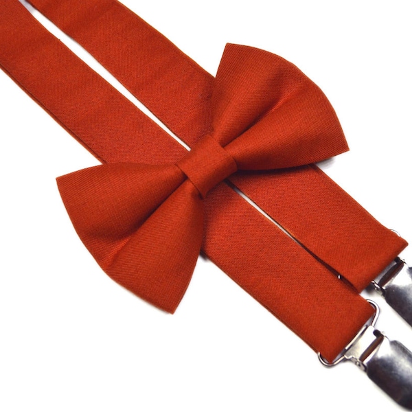 Paprika bow tie and Suspender Set for baby/toddler/teen/adult/sienna/rust