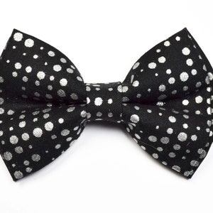 Black with Silver dots Bow Tie /For Men/Boys/Children/Kids/Girl/Dog/Groomsmen/Baby&#39;s/Father&#39;s Day/Hairbow/Wedding/Gift For Him