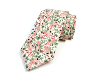 Rosa in Blush/Rose/Periwinkle/Black/Navy/Chambray/Cream Neck tie /For Children/For Men/Wedding/groomsmen/Floral tie/Gift/Father/Son/baby/son