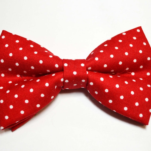 Red bow tie with White Polka Dot Bow Tie For Men/Boys/Children/Kids/Girl/Dog/Groomsmen/Baby's/Father's Day/Hairbow/Wedding/Gift For Him