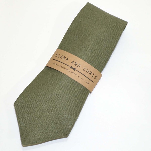 Olive Linen Neck tie for kid,Adult, Men's Neck tie, Linen Neck tie,/baby/son