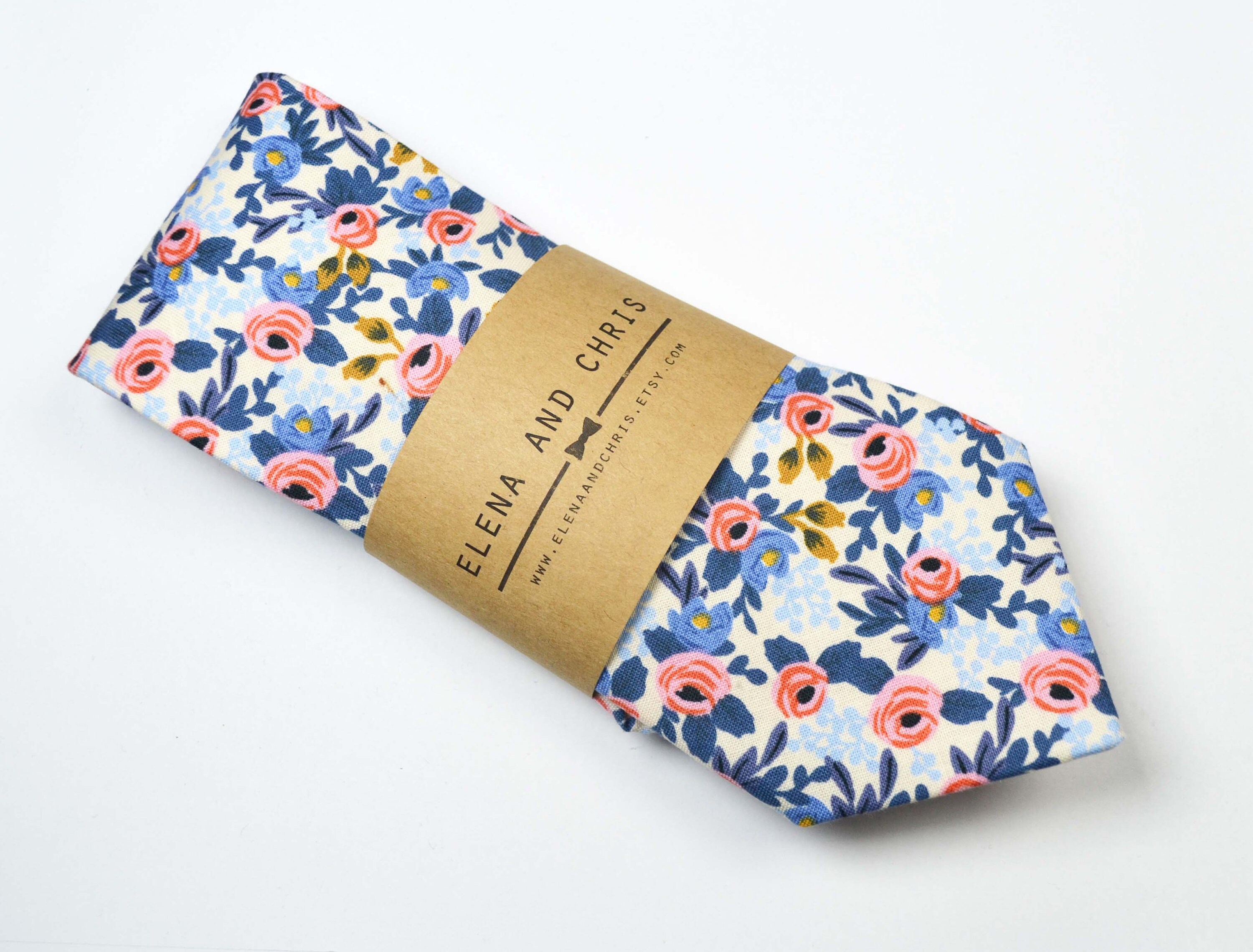 Rosa in Periwinkle/Peach/Navy Neck tie for kid,adult,Floral neck tie,…